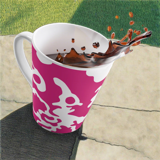 Latte Mug 12oz (350 ml) | Camouflage Fuchsia & White Design