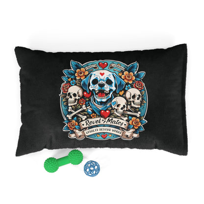 Pet Bed | for Dogs, Cats and all beloved Pets | Dog Skull Tattoo Design | 4 colors