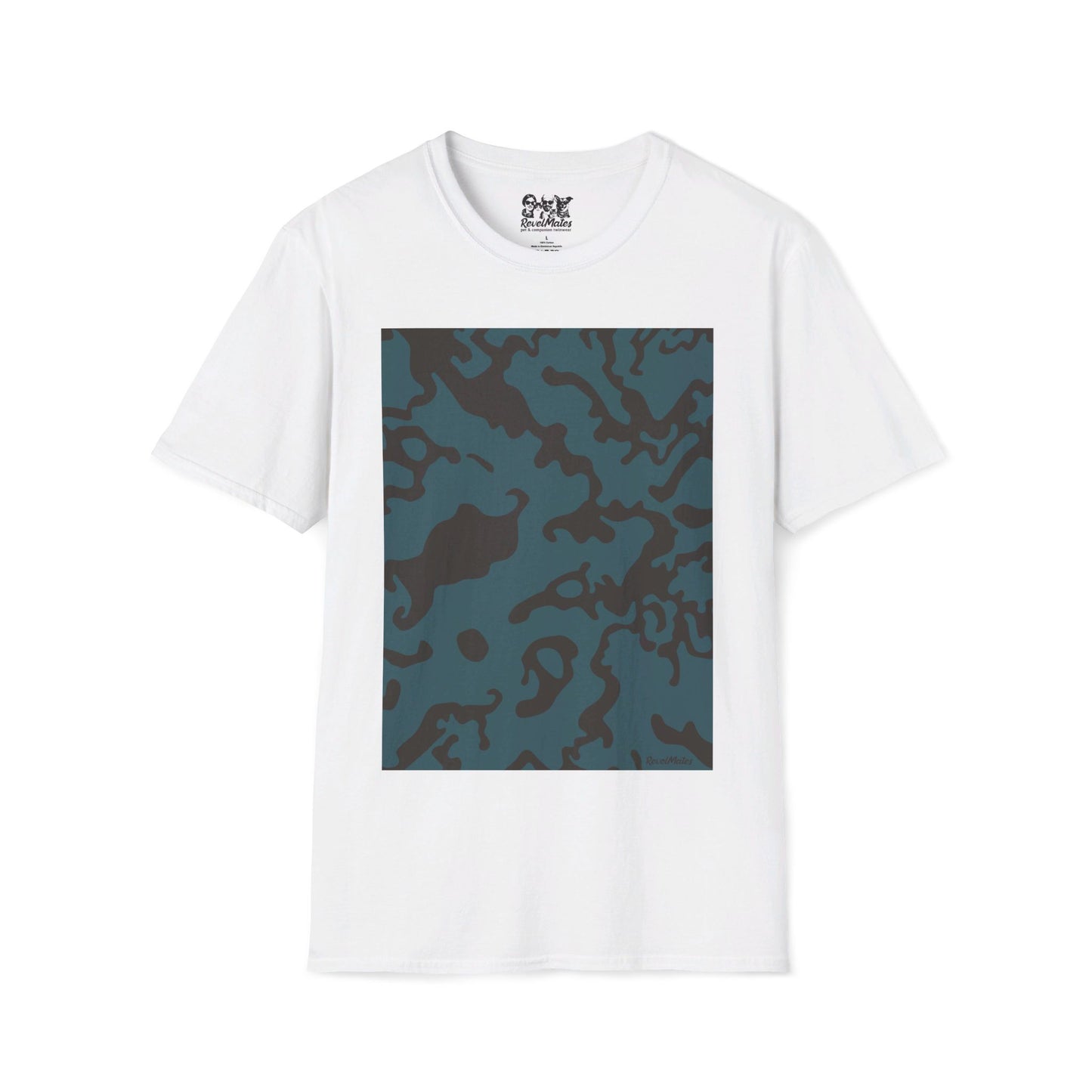 Unisex Softstyle T-Shirt | Camouflage Turquoise & Brown Design