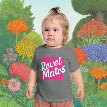 Unisex Infant Fine Jersey T-Shirt | 6M-24M | Fuchsia & White RevelMates Square Design | 4 colors