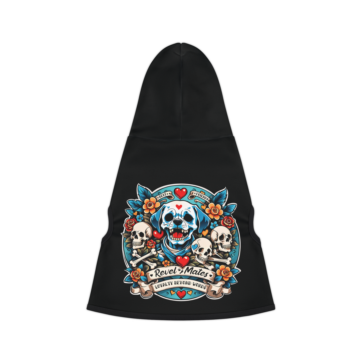 Pet Hoodie | for Dogs and Cats | Dog Skull Tattoo Design | 4 colors