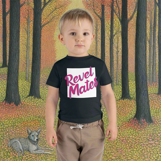 Unisex Infant Fine Jersey T-Shirt | 6M-24M | White & Fuchsia RevelMates Square Design | 4 colors