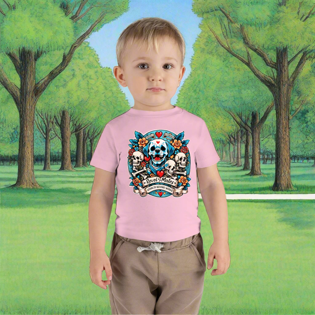 Infant Unisex Fine Jersey T-Shirt | 6M-24M | Dog Skull Tattoo Design | 4 colors