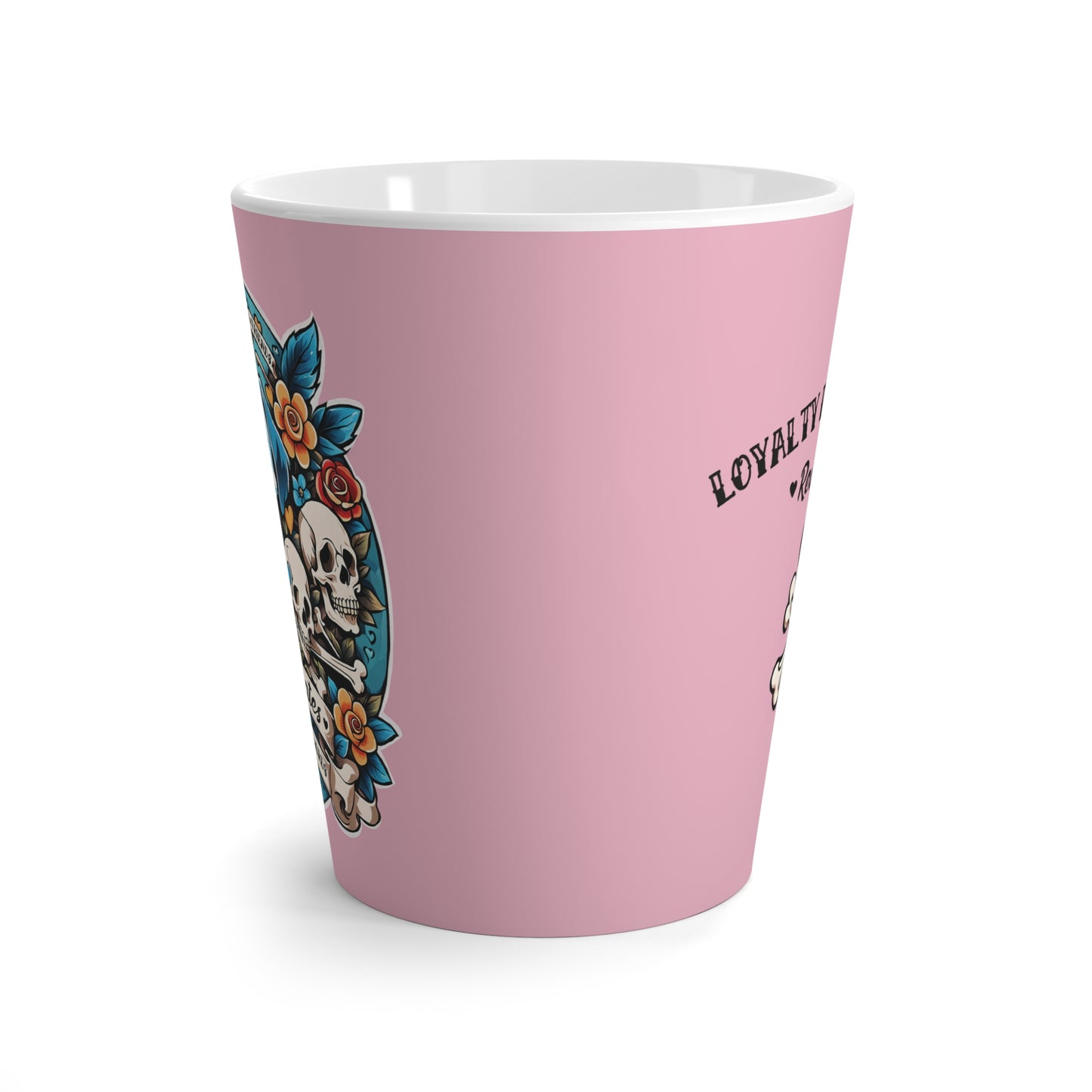 Latte Mug 12oz (350 ml) | Dog Skull Tattoo Design | 4 colors