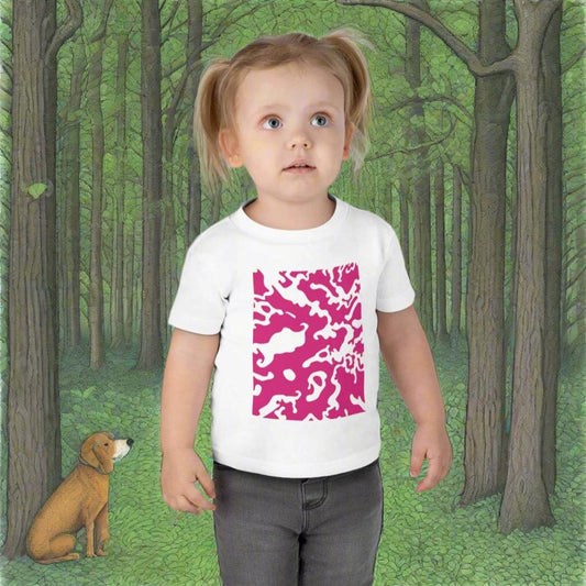 Unisex Infant Fine Jersey T-Shirt | 6M-24M | Camouflage Fuchsia & White Design