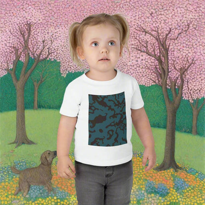 Infant Unisex Lightweight Fine Jersey T-Shirt | 6M-24M | Camouflage Turquoise & Brown Design