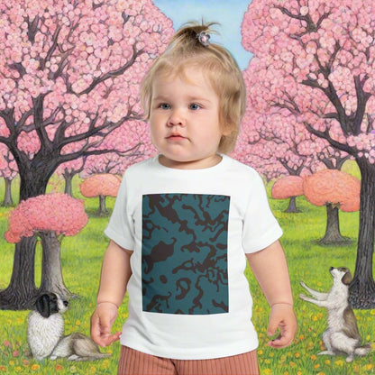 Infant Unisex Lightweight Fine Jersey T-Shirt | 6M-24M | Camouflage Turquoise & Brown Design