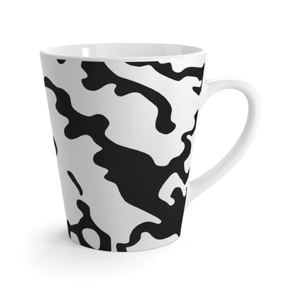 Latte Mug 12oz (350 ml) | Camouflage Black & White Design