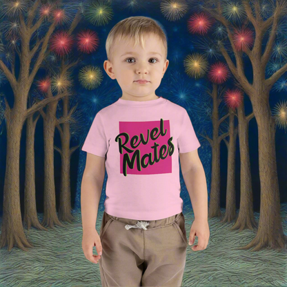 Infant Unisex Fine Jersey T-Shirt | 6M-24M | Fuchsia & Black RevelMates Square Design | 4 colors