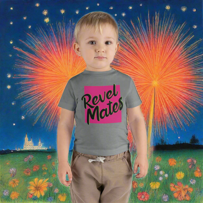 Infant Unisex Fine Jersey T-Shirt | 6M-24M | Fuchsia & Black RevelMates Square Design | 4 colors