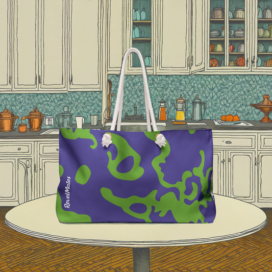 Weekender Beach Bag | All Over Print Bag | Camouflage Lavender & Lime Design