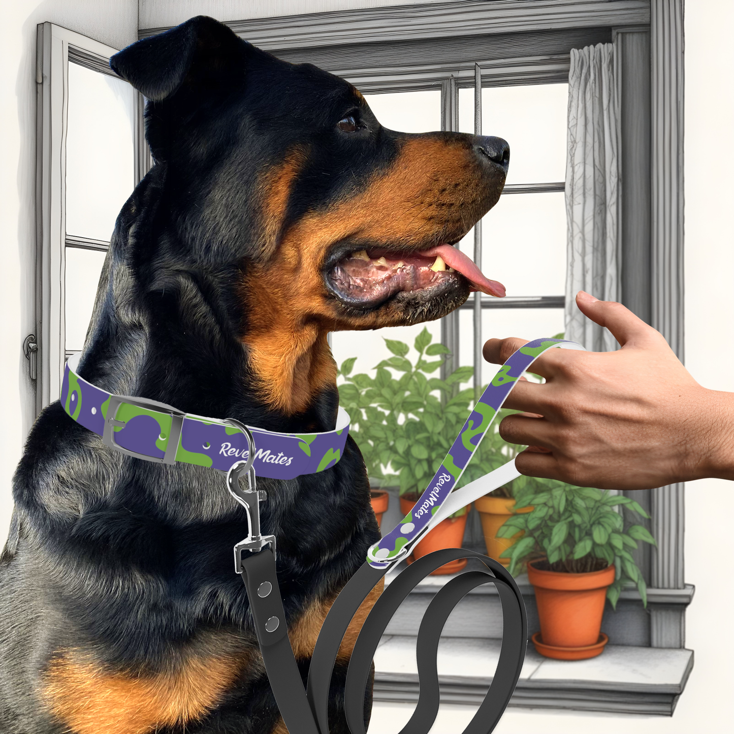 Pet Leash | Camouflage Lavender & Lime Design